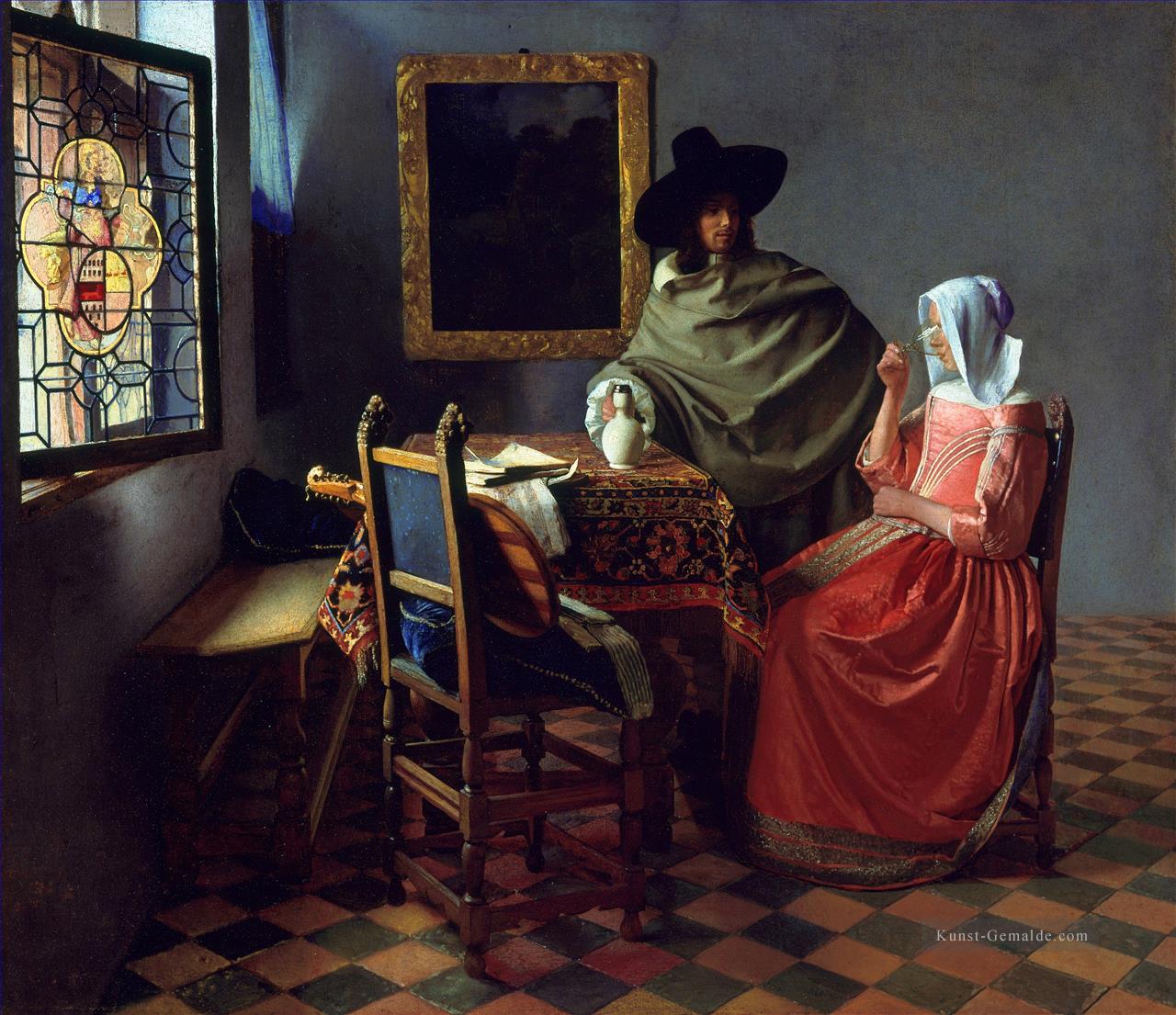 Die Glas Wein Barock Johannes Vermeer Ölgemälde